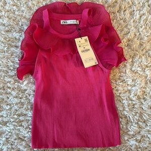 Bright Pink Ruffles Tank Medium Looks Like Xs Zara